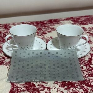 Givenchy Elegant White Tea Set with Silver Accents